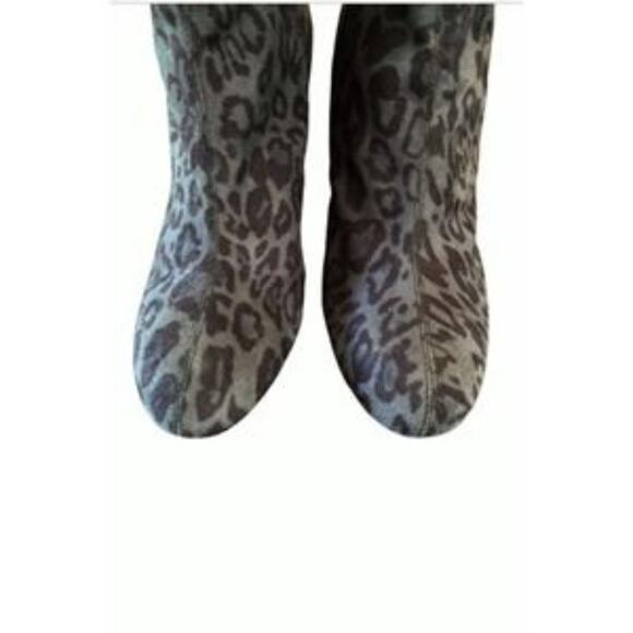 New York Transit Black Leopard Ankle Boots Booties Size 6 - Picture 6 of 7